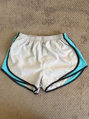 Nike Dri-Fit Light Gray and Aqua Women's Running Shorts